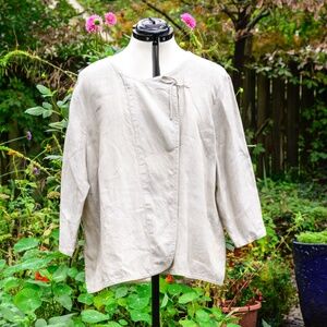 Poetry NWOT fine natural linen crossover tie jacket, simple, sophisticated